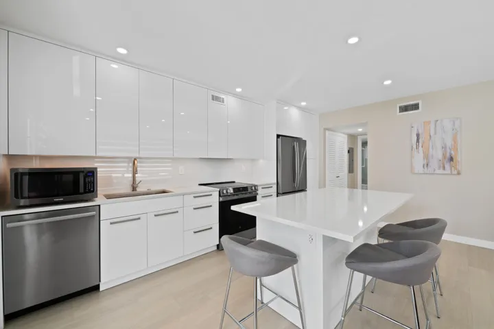 Kitchen and island