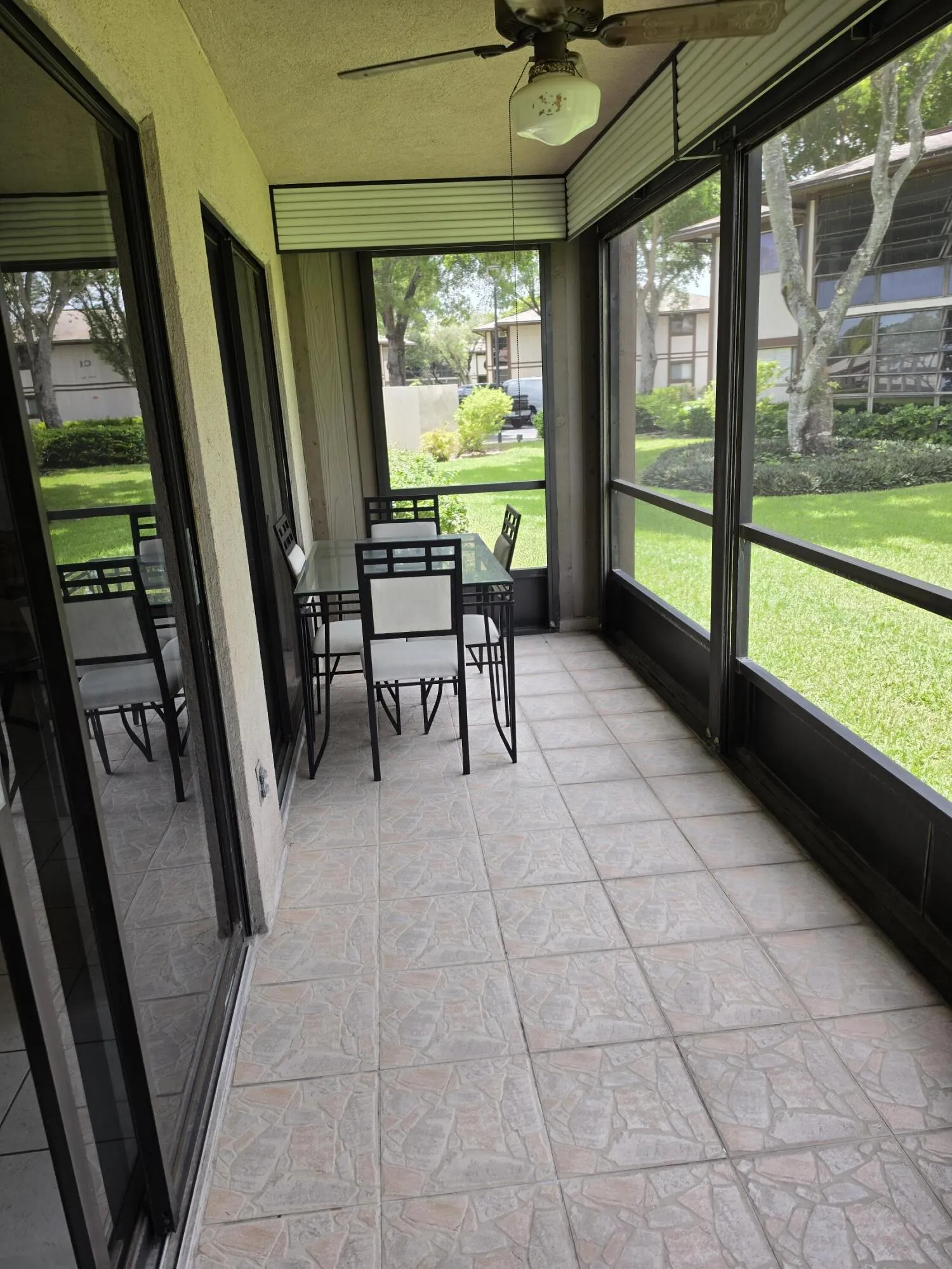 Large Patio with Roll Down Storm Shutters