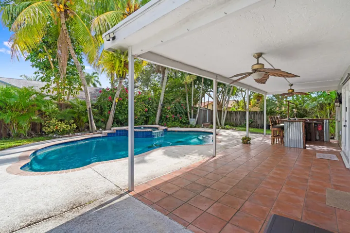 Covered patio perfect for relaxing outdoors.