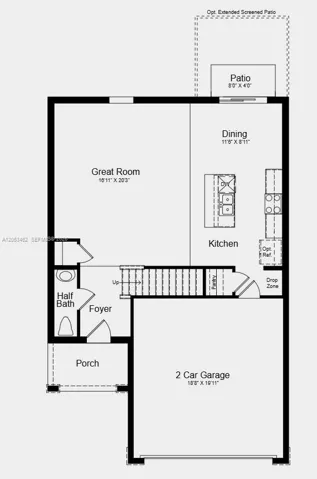 First Floor Plan - additional Highlights Include: window blinds throughout the whole house, extended LVP flooring on the first floor, and all appliances included.