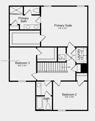 Second Floor Plan - additional Highlights Include: window blinds throughout the whole house, extended LVP flooring on the first floor, and all appliances included.
