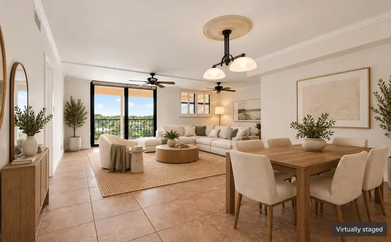 Sunlit Coastal Living and Dining Room