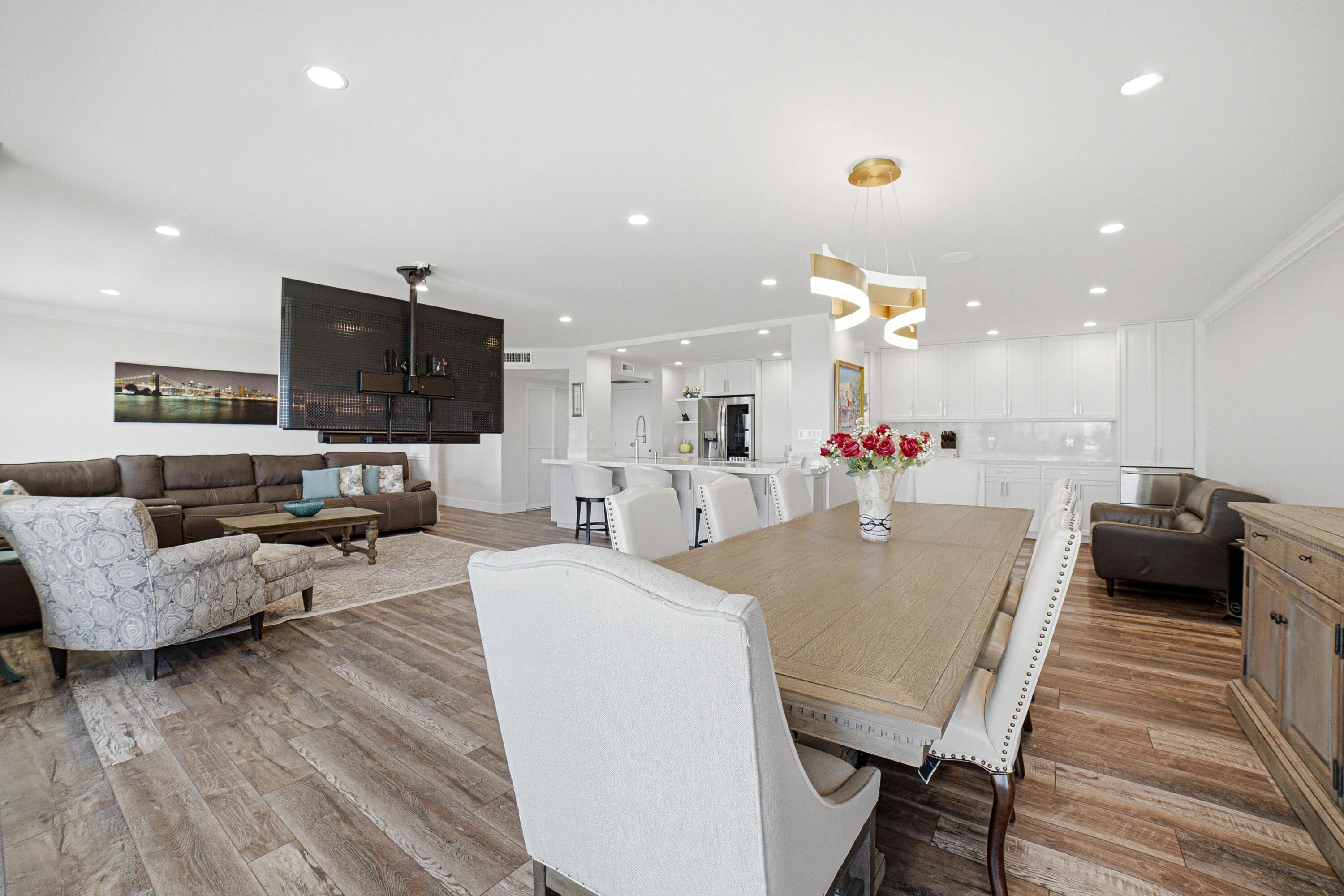 Dining table seats ten comfortably