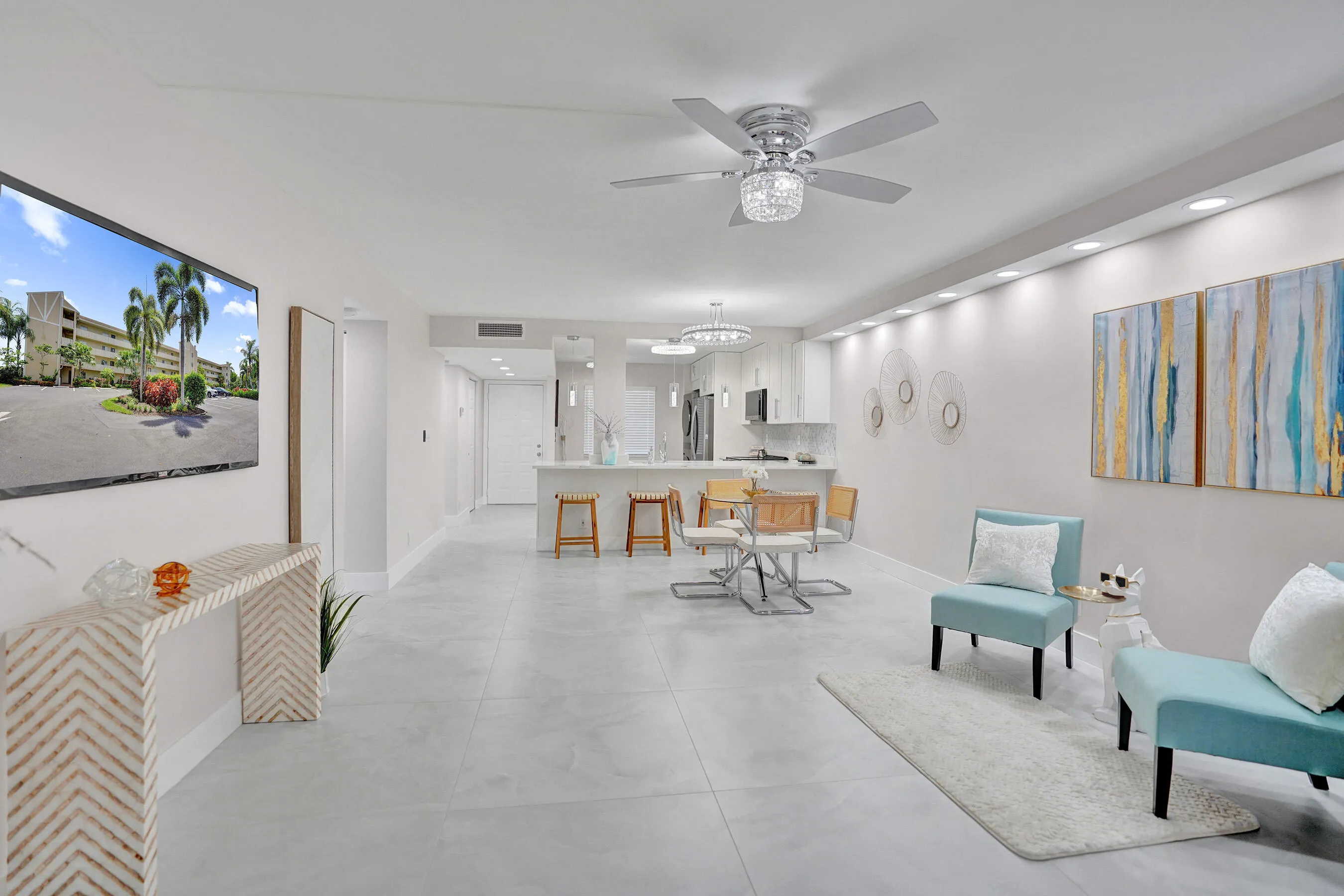 Living area has room to seat several guests.