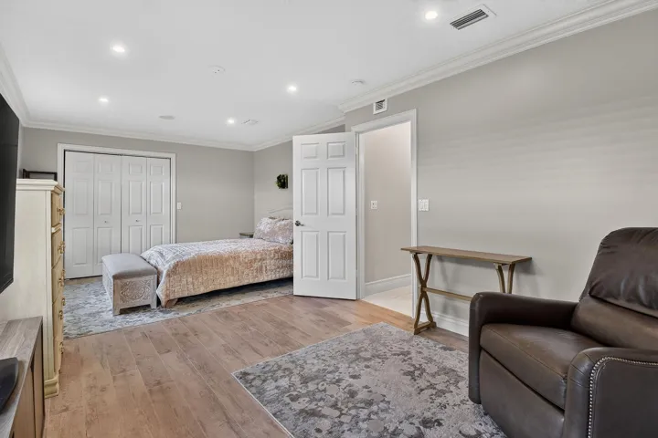 Bedroom 2 (and 3). This was designed as two bedrooms but the wall between them was removed. Easily converted back to two generous bedrooms each with large closets.