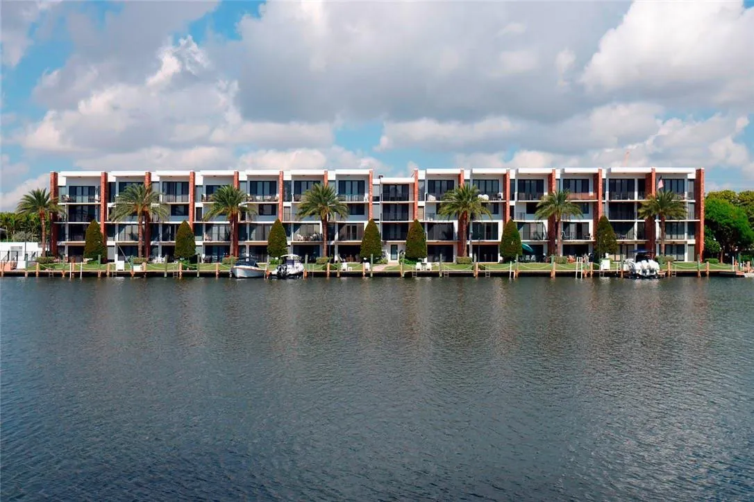 View of the front of the building from Lake Mayan