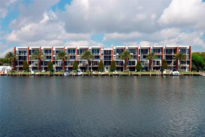 View of the front of the building from Lake Mayan
