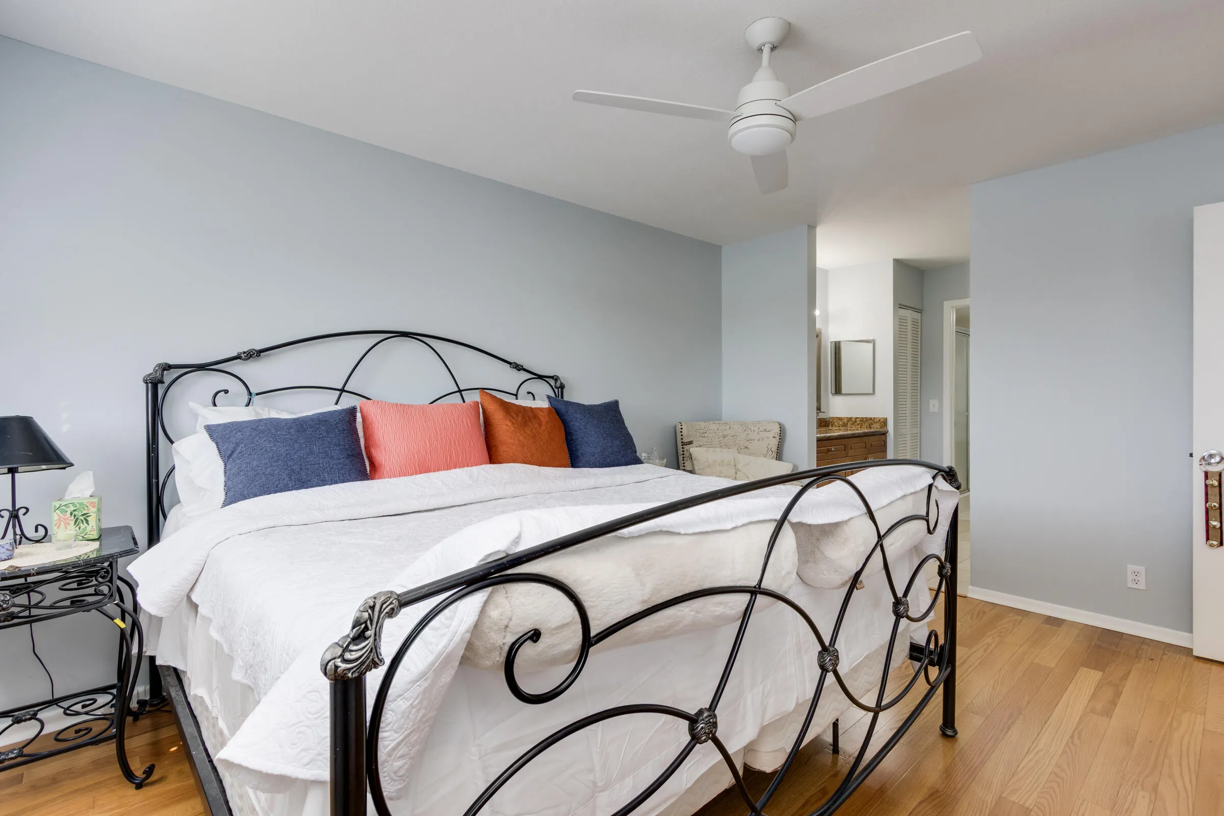Master bedroom has access to the master bathroom suite.