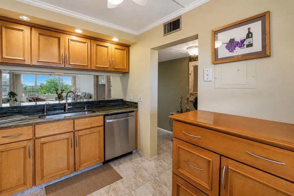Kitchen pass-through to dining area