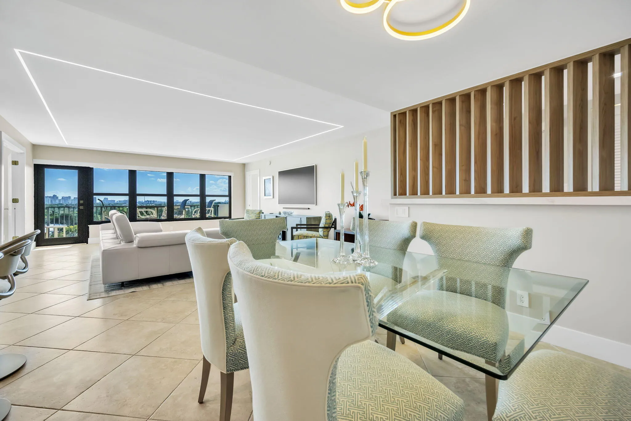 Dining area and living room