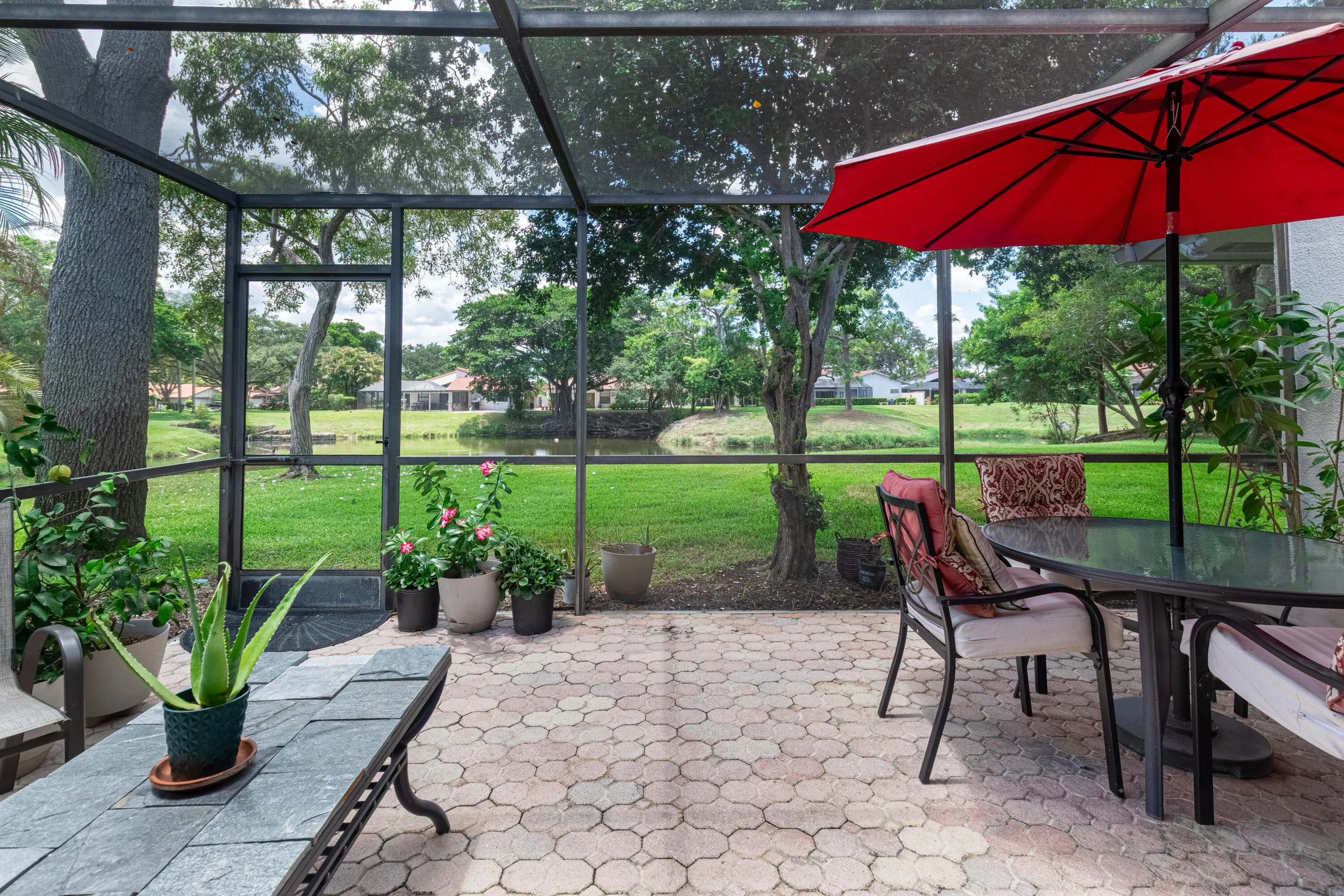 The patio pavers were repacked and resealed in July 2026.