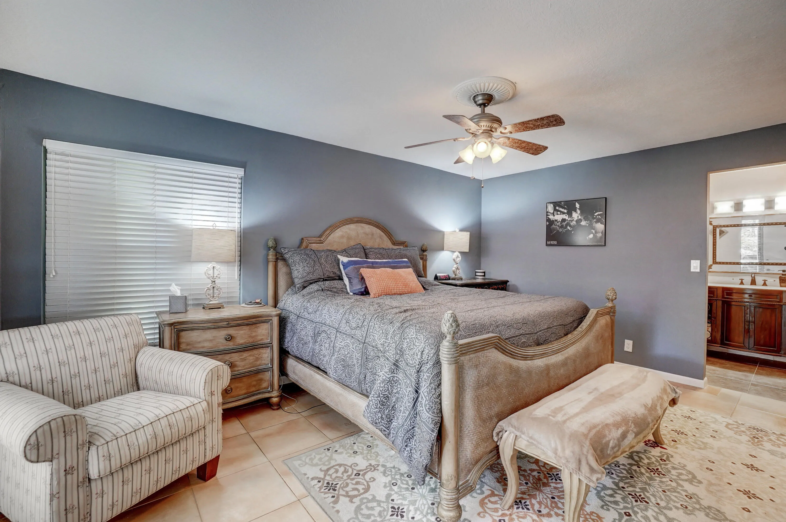 Master bedroom can be dark to sleep or you can open the blinds for light during the day.