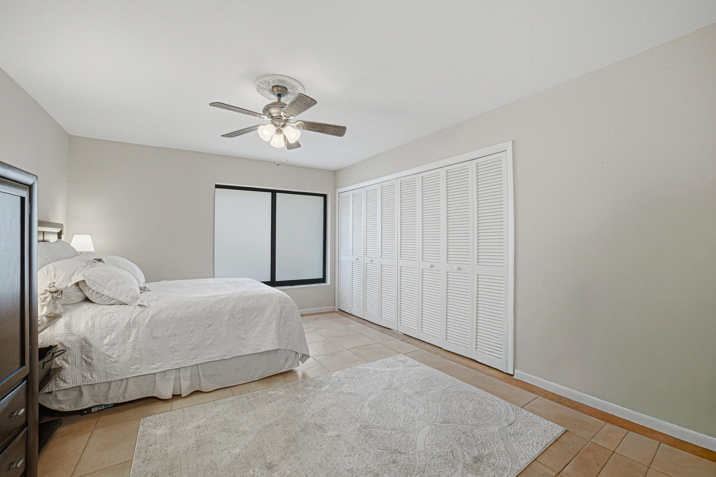 The closet is ten feet long and has four bifold doors.