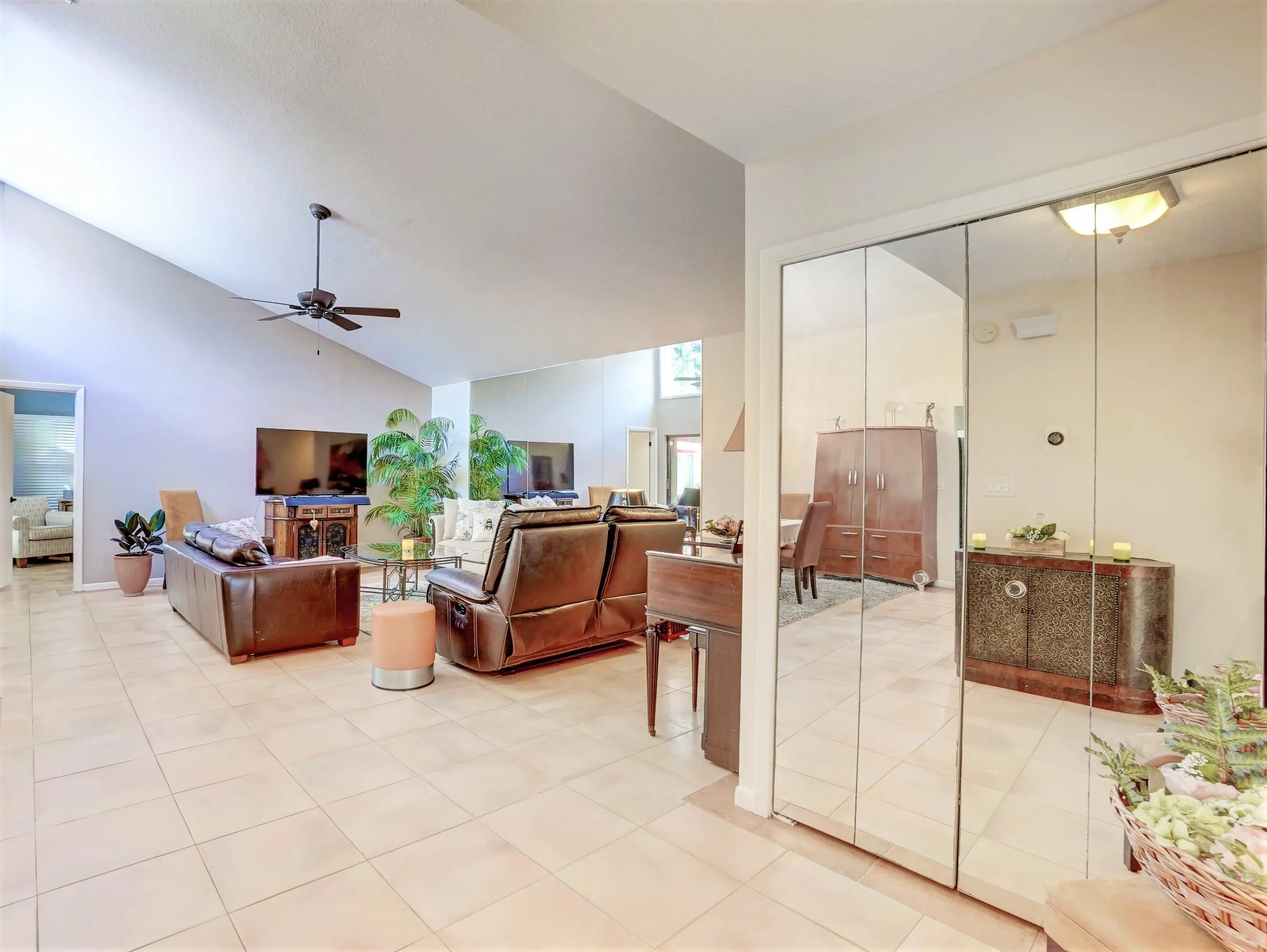 There is a coat closet to the side of the interior entryway.