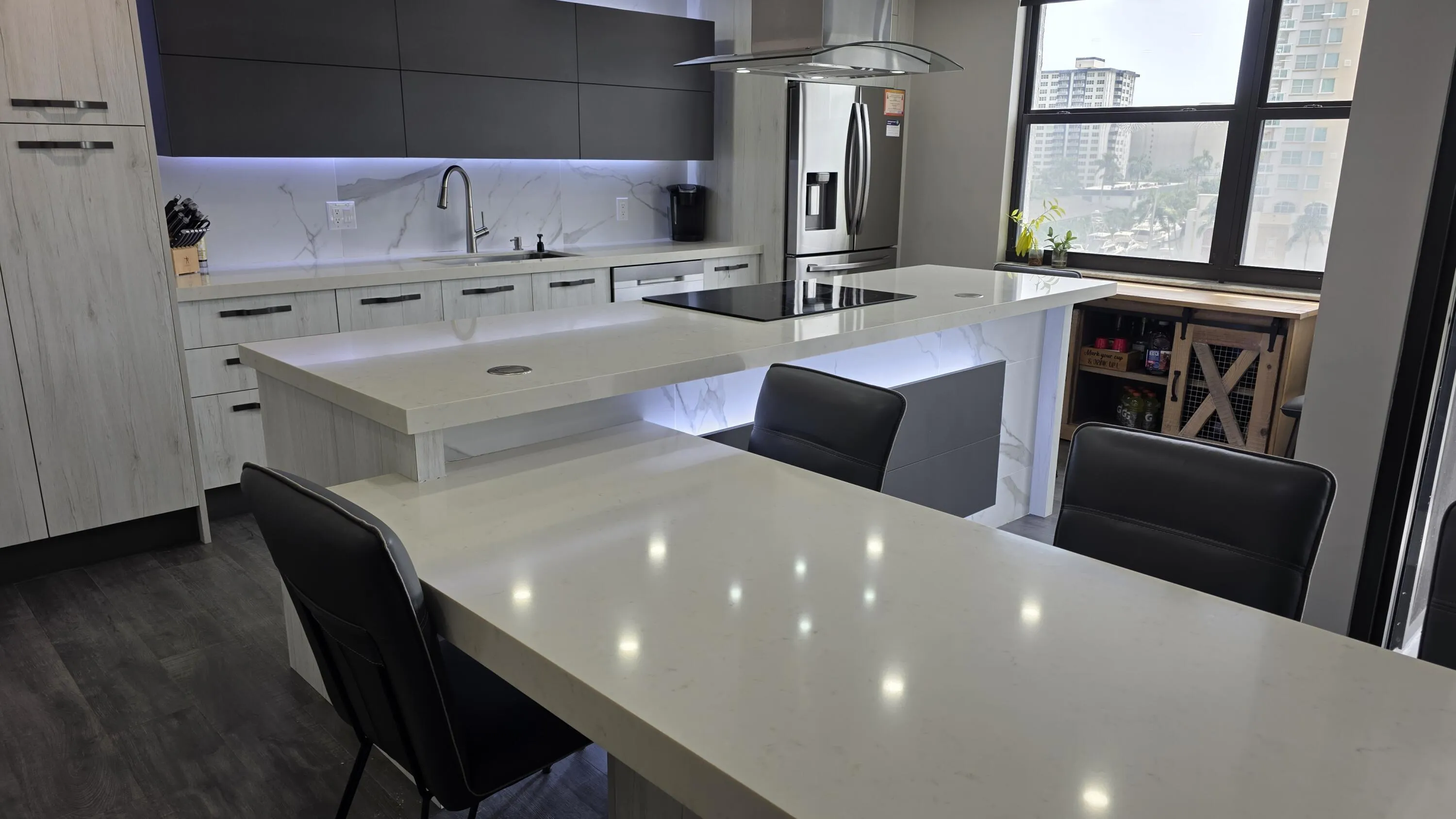 custom kitchen center island and built in seating