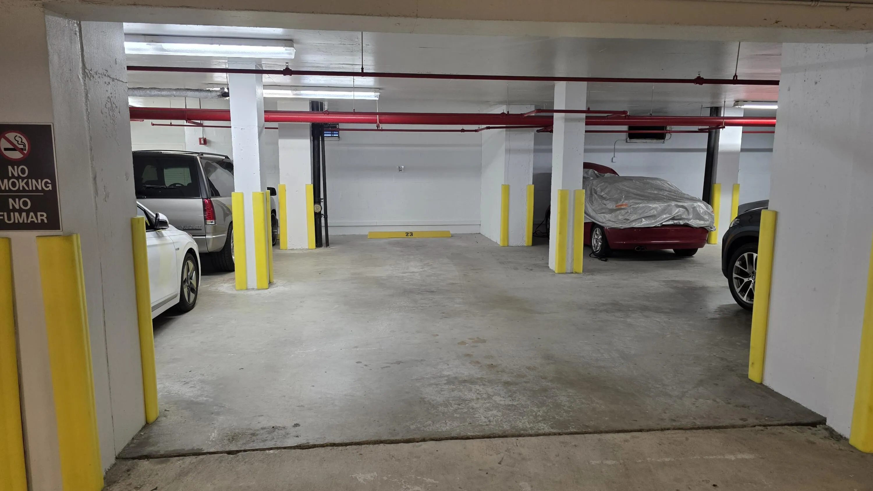 the space is on the outside of this tandem parking space