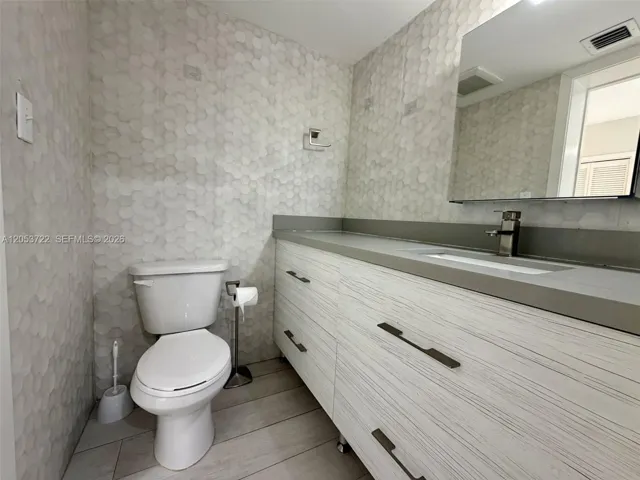 Half Bath Counter and tiled walls