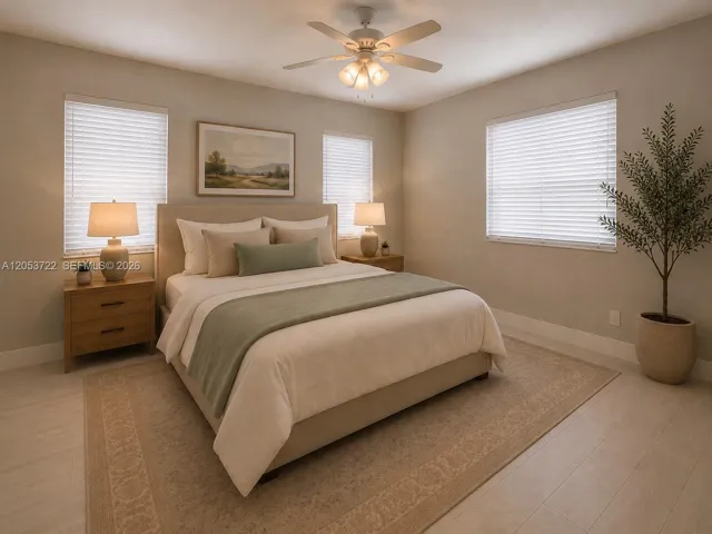 Virtually staged primary bedroom