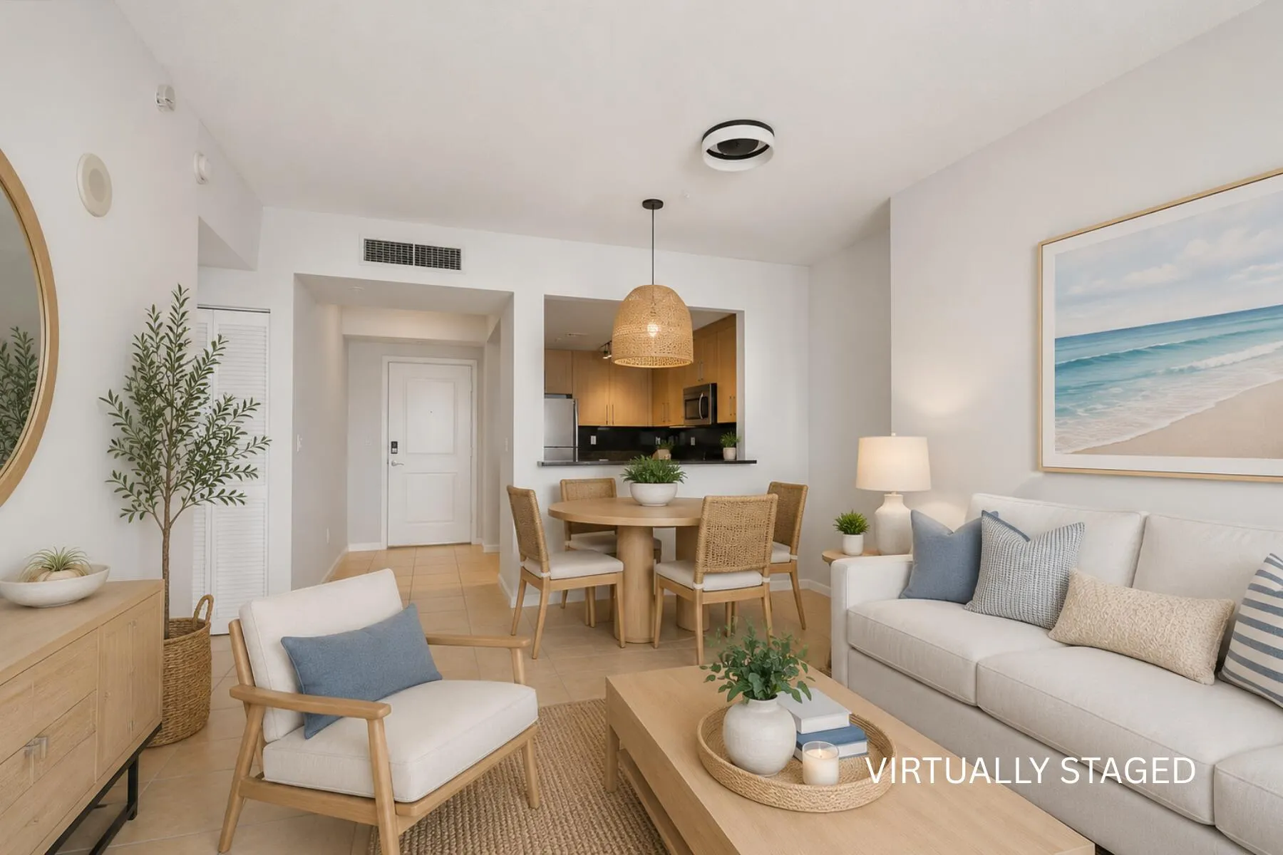 VIRTUALLY STAGED LIVING ROOM/DINING AREA