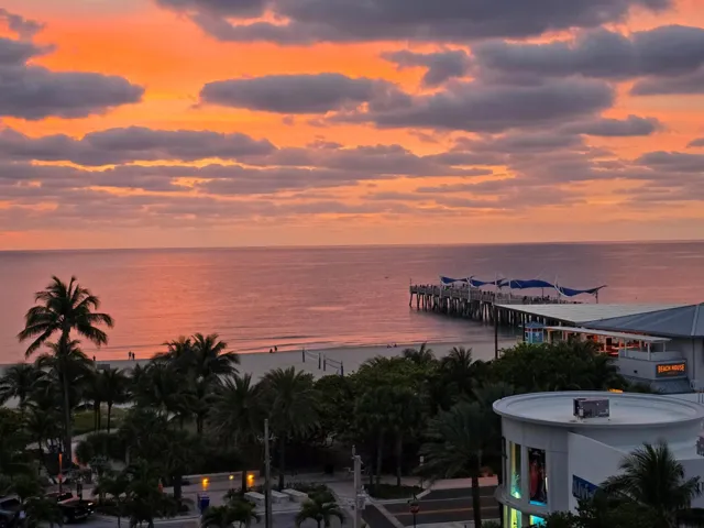 The view from your balcony, The fishing pier along with the boardwalk and amenities in Up & coming Pompano Beach