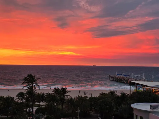 Sunrise in the mornings are breathtaking on the Pompano beach ocean, This is the view from your balcony