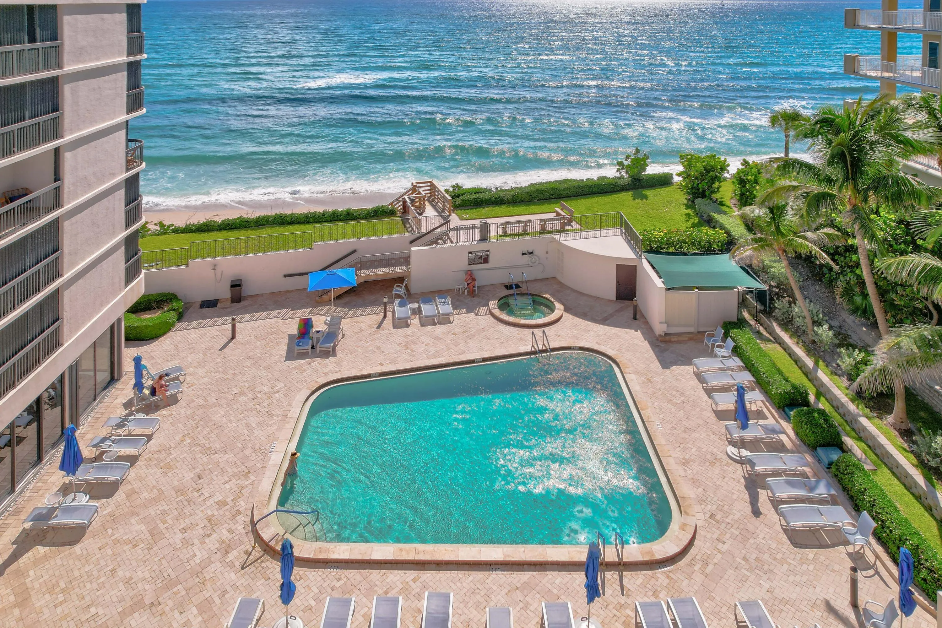 Pool and ocean views from balcony