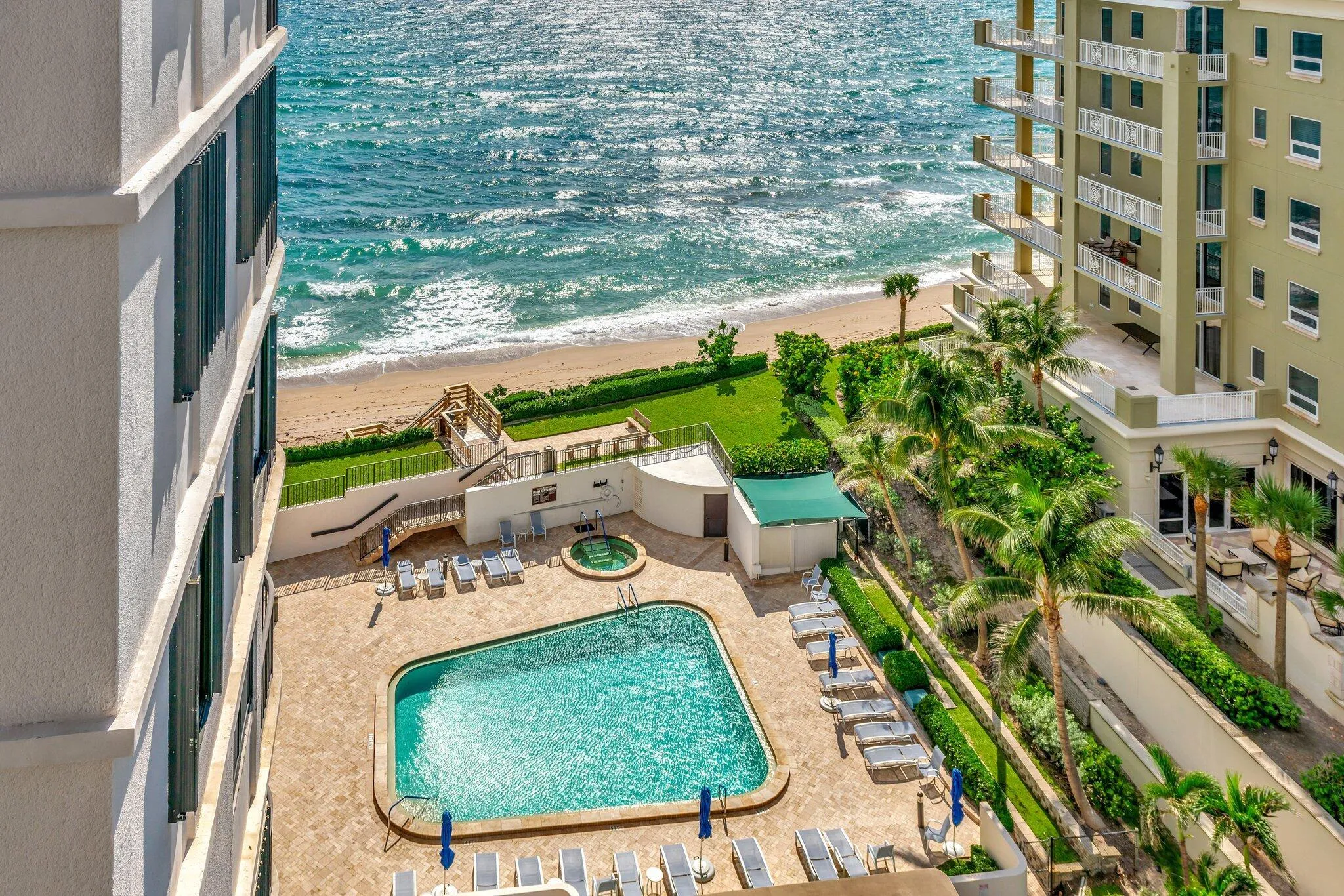 Pool and ocean views from balcony