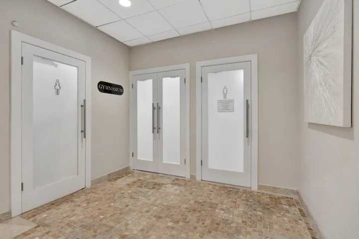 Gym and restrooms