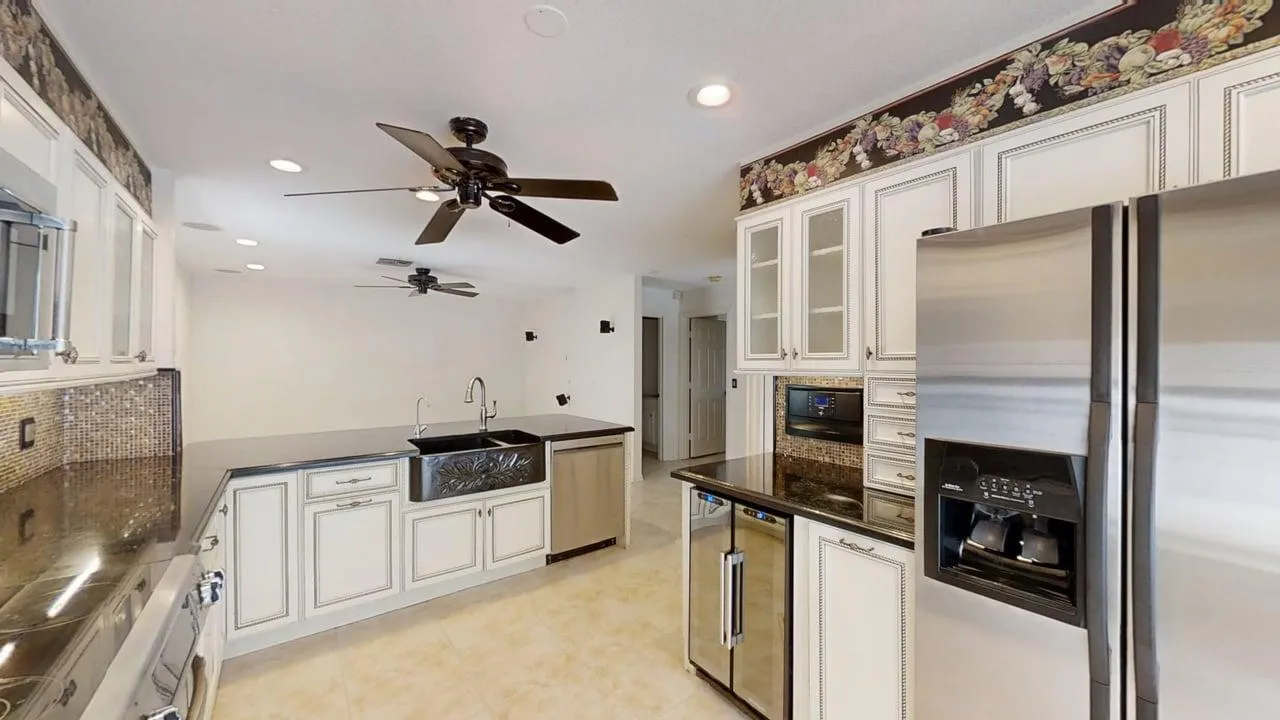 Kitchen w view of Family Room