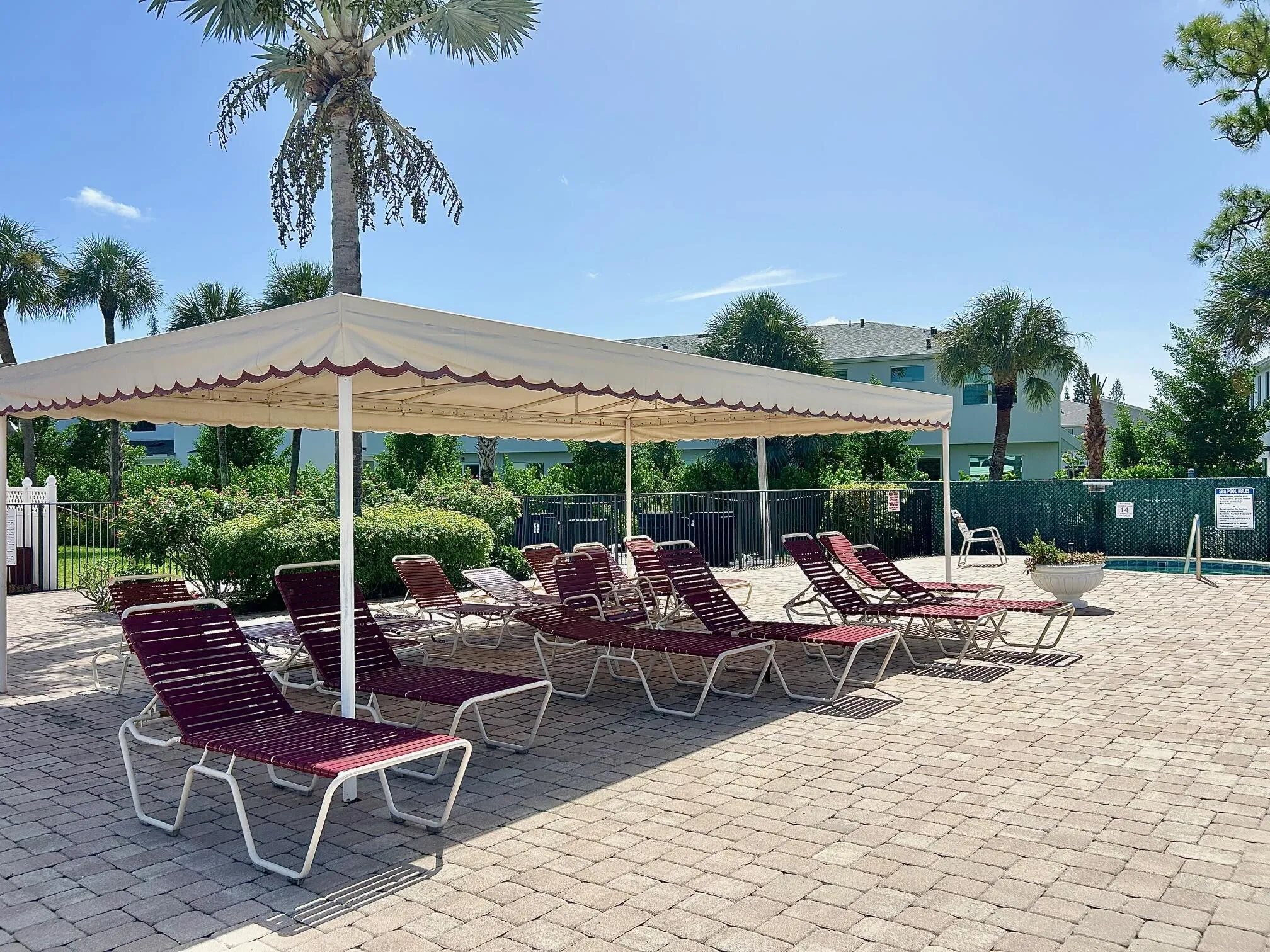 COVERED SEATING IN POOL AREA