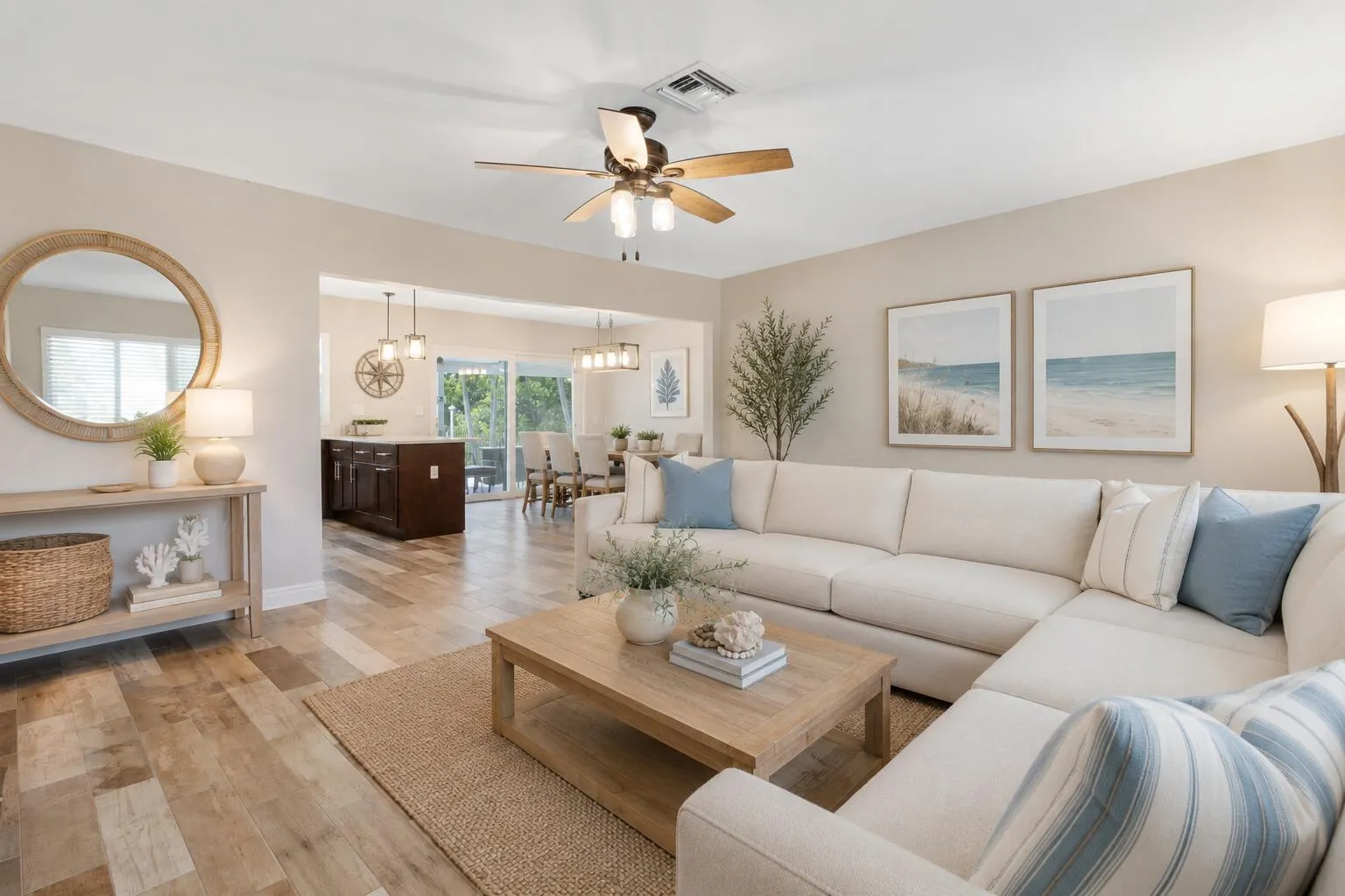 Virtually staged living area