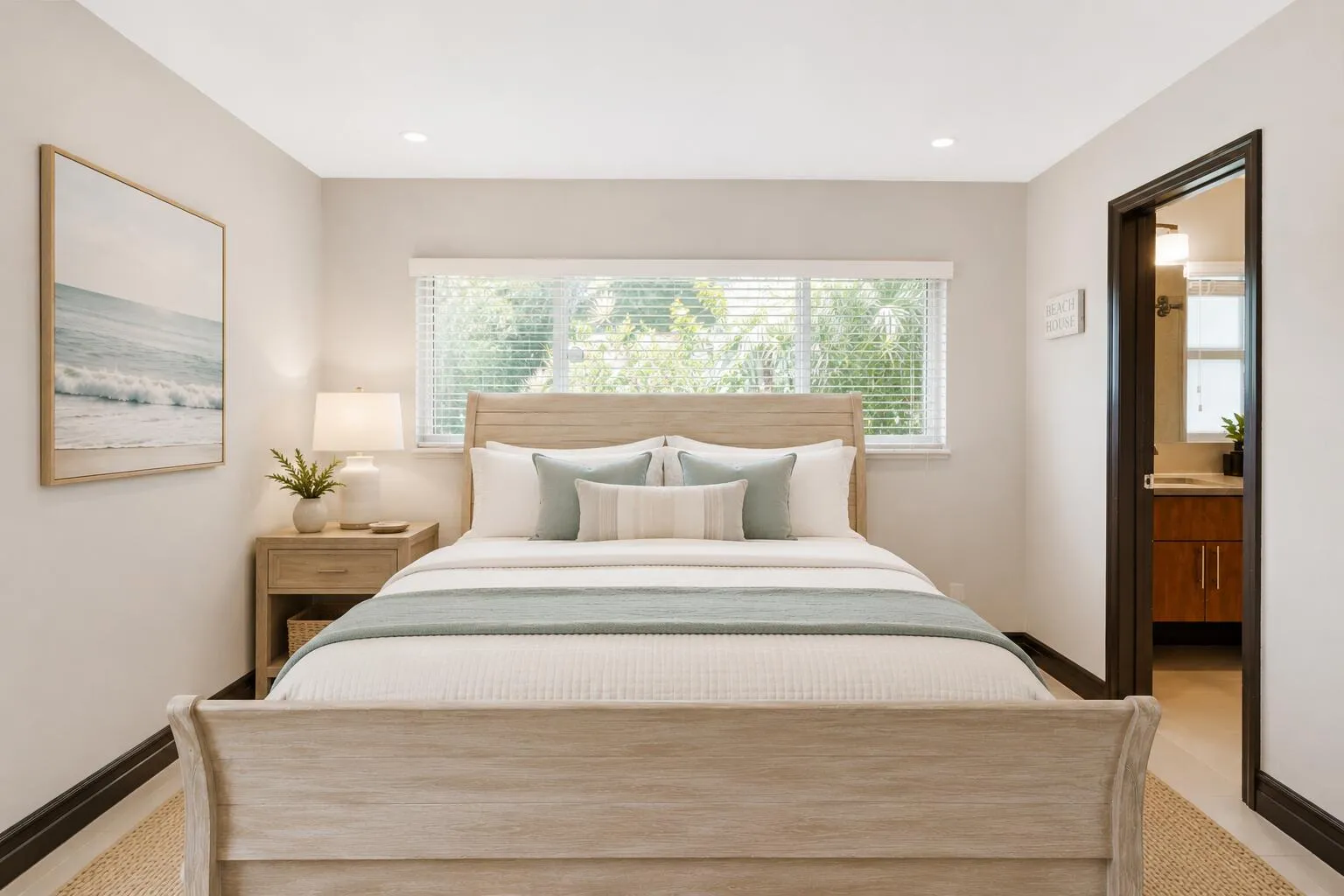 Virtually staged primary bedroom.