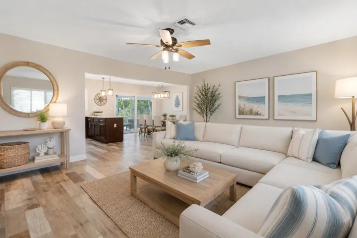 Virtually staged living area