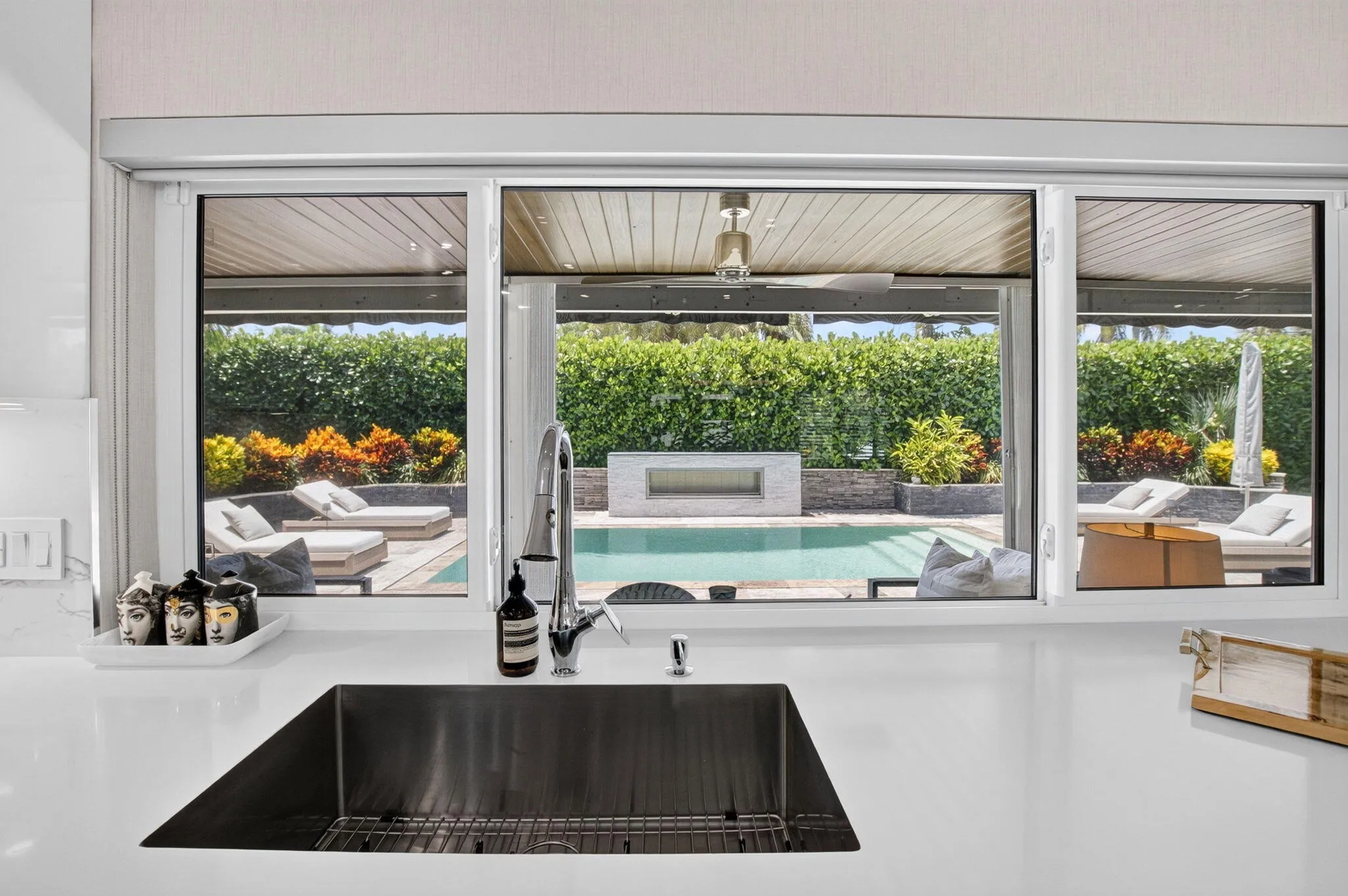 KITCHEN VIEW OVERLOOKING POOL