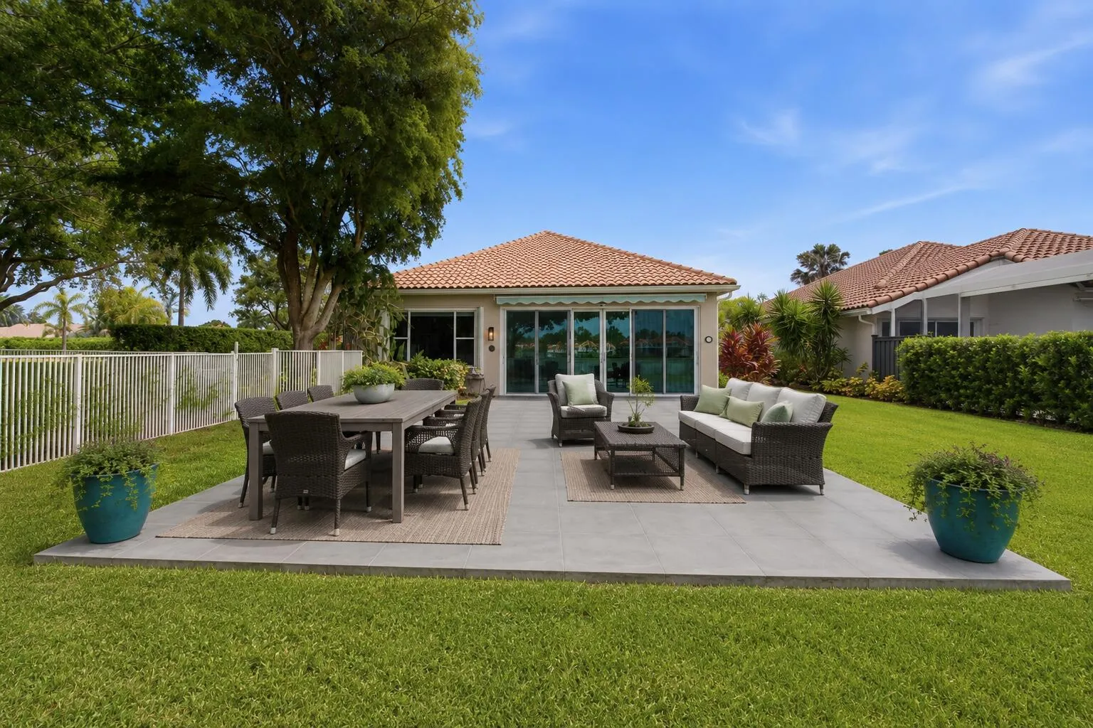 Patio furniture is virtually staged