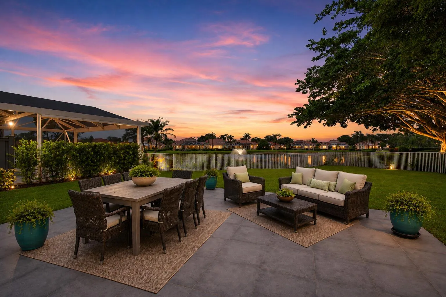 Patio furniture is virtually staged