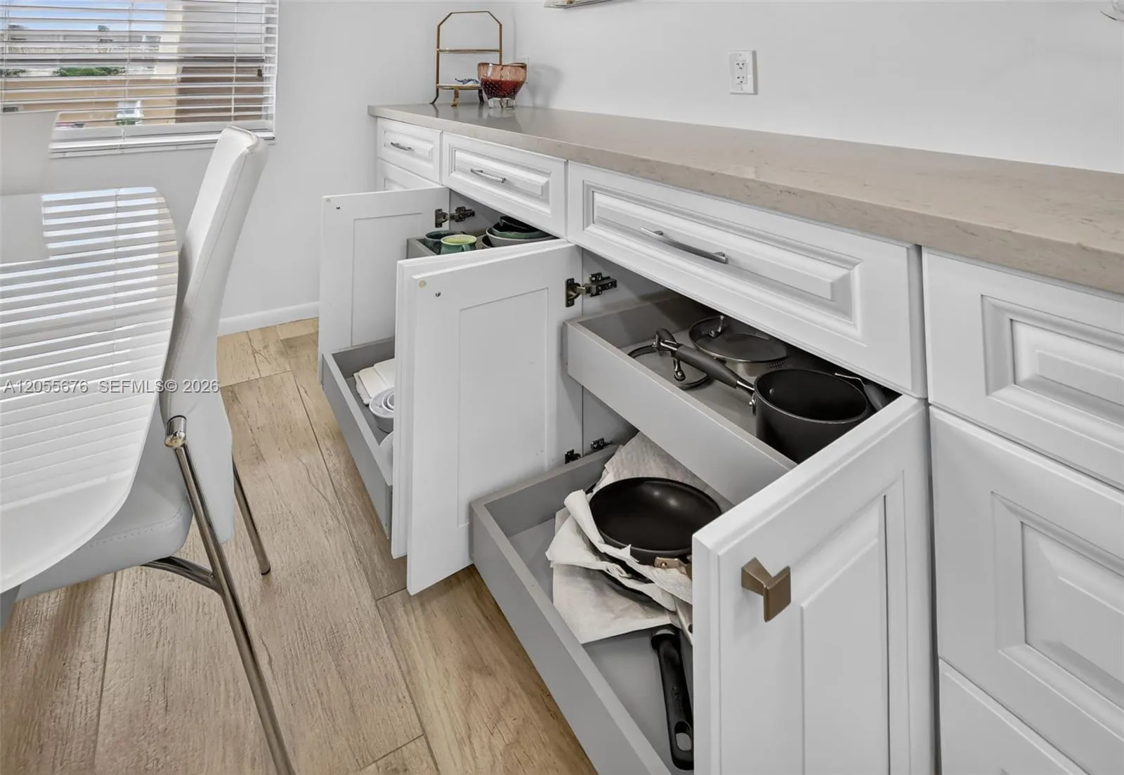Pull out shelves to reach hard to get items.