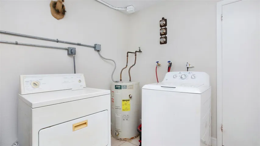 laundry with newer hot water heater