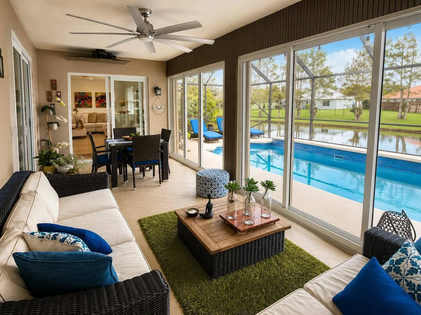 Enclosed patio with impact windows!