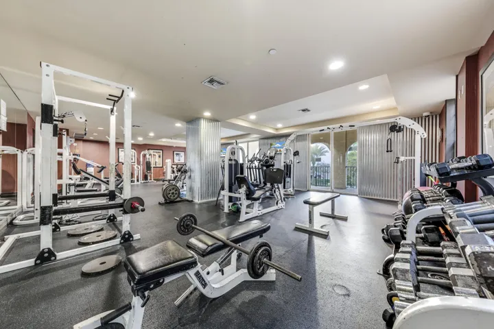 Stay active in the community fitness center featuring cardio equipment, free weights, and strength training.