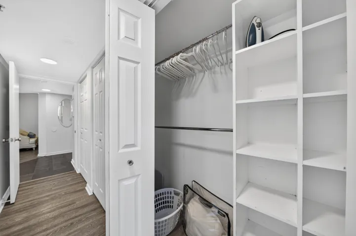 Multiple closets, built-in linen storage, and abundant storage space help keep everything organized.