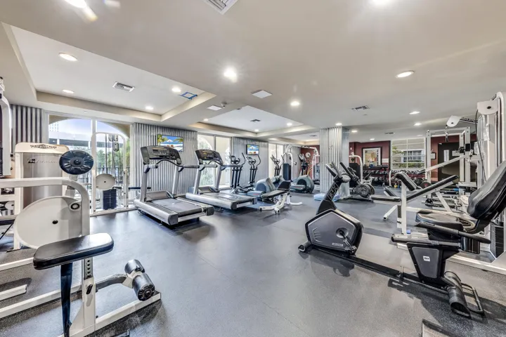 Stay active in the community fitness center featuring cardio equipment, free weights, and strength training.