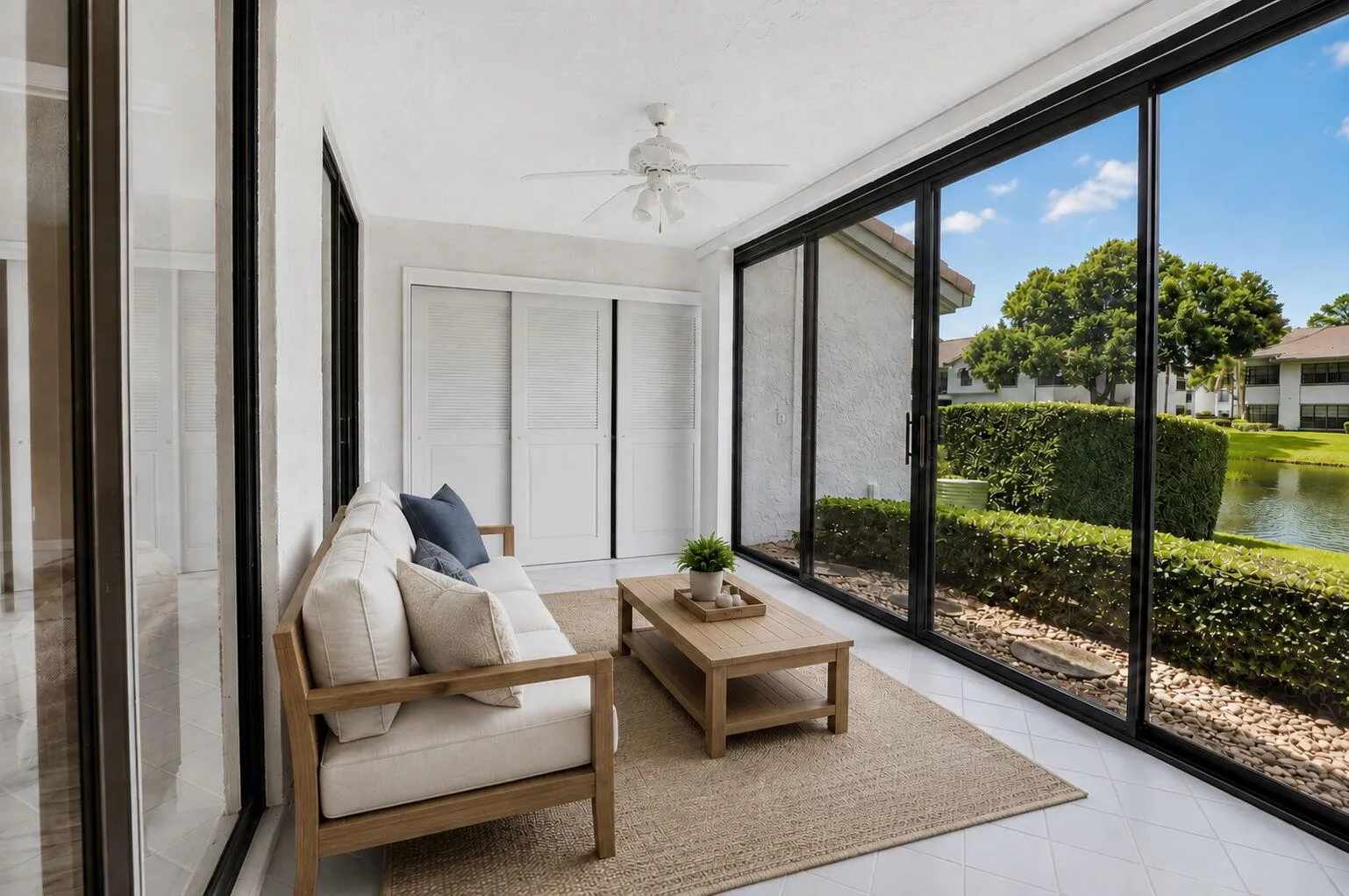 Virtually Staged Glass-Enclosed Patio