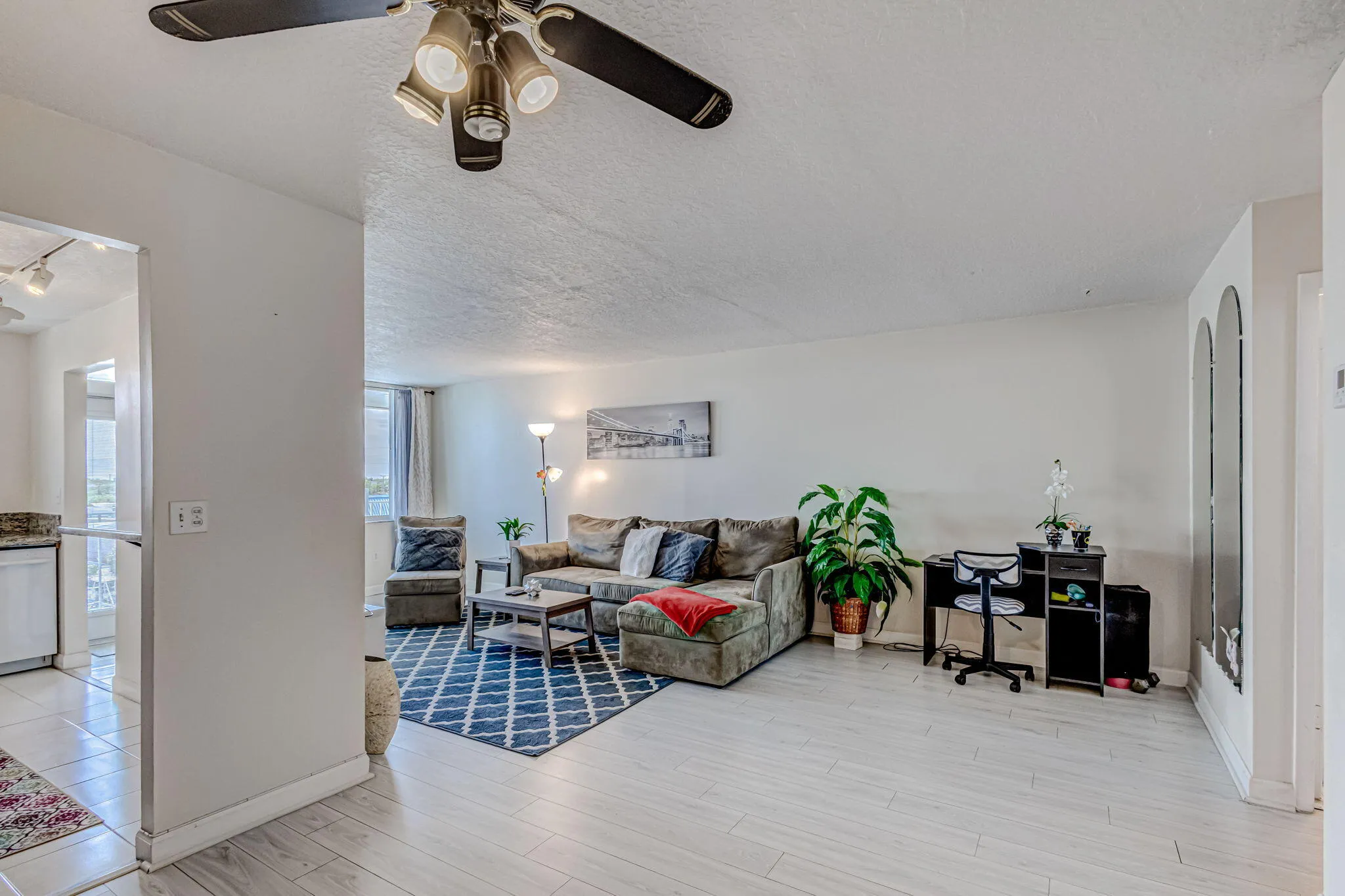 Dining room facing living area