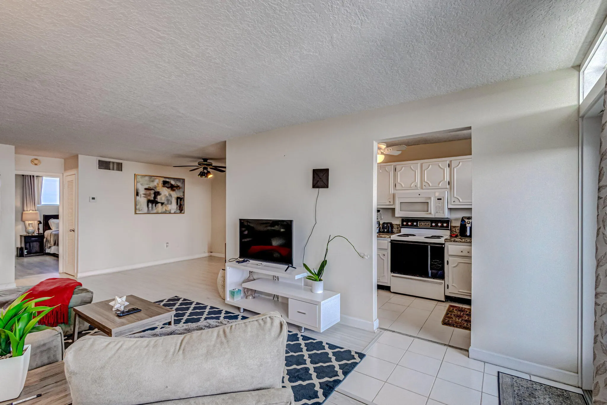 Living area facing kitchen