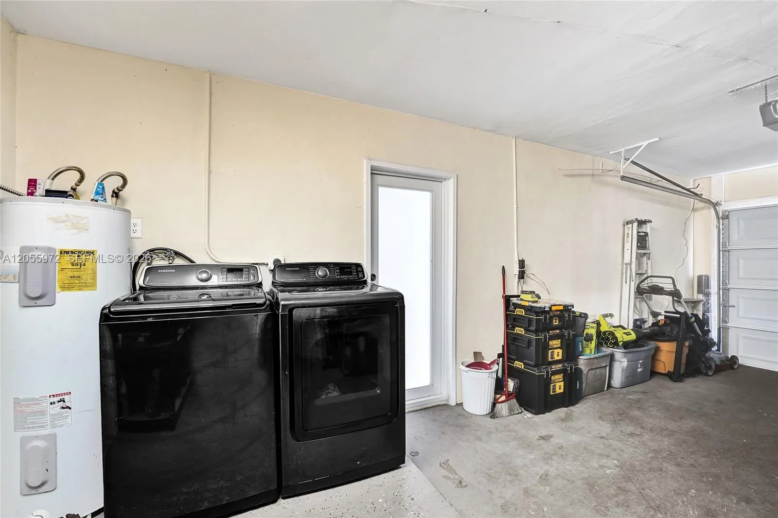 Laundry inside garage
