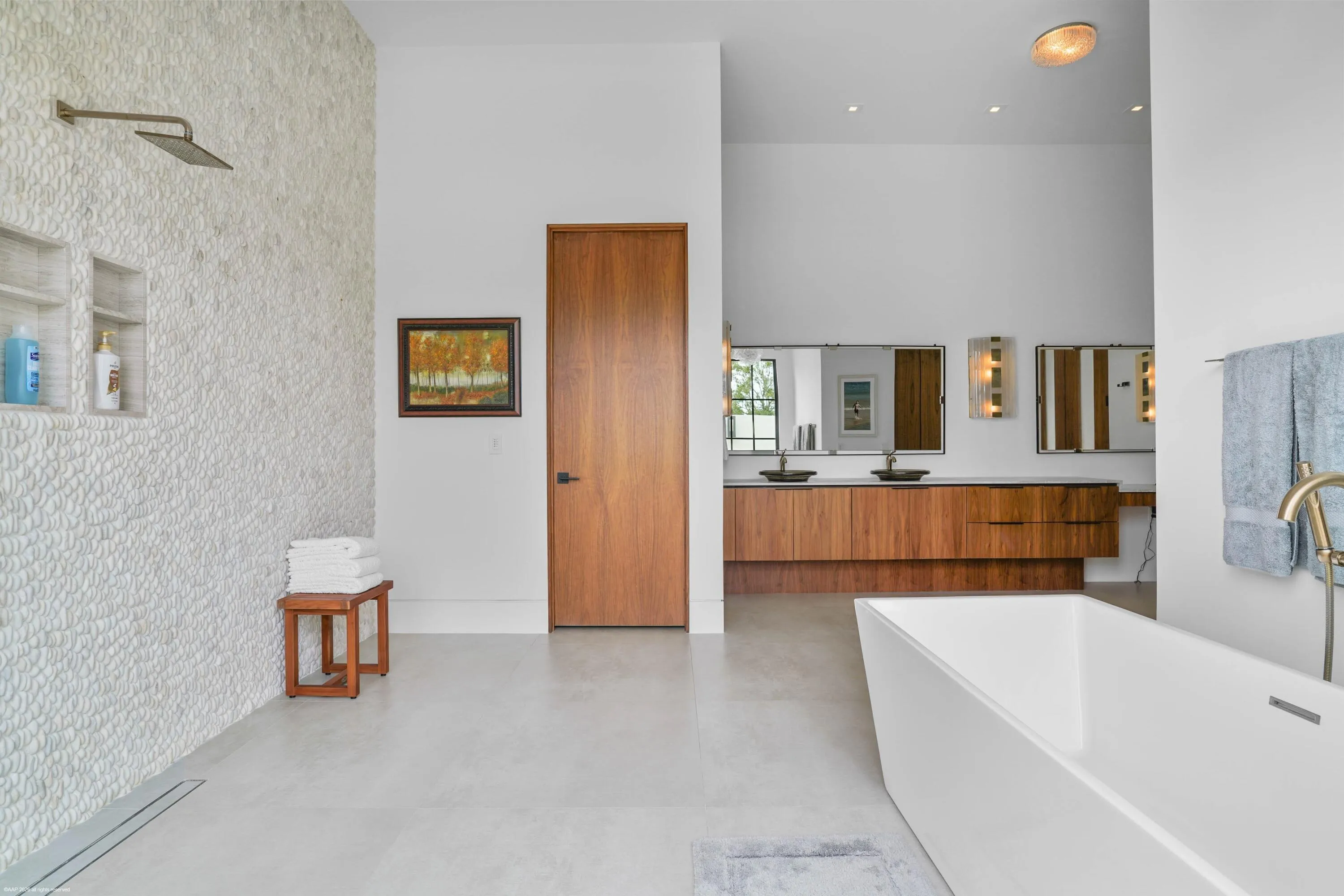 Shower and wet room in the primary bath.