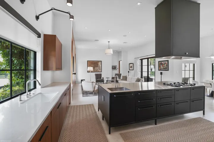 Center island kitchen looking towards family room