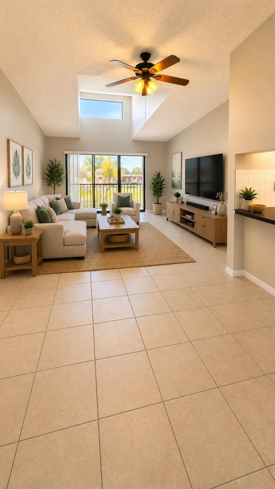 Living room virtually staged