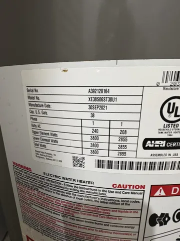 Hot Water Heater 9/30/21